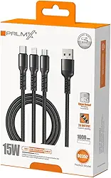 Cabo 3 em 1 Turbo 3.1A Reforçado para Recarga e Sincronização APPLE LIGHTNING + USB TIPO-C + MICRO USB 1,5M, Carregamento Rápido e Transferência de Dados (1)