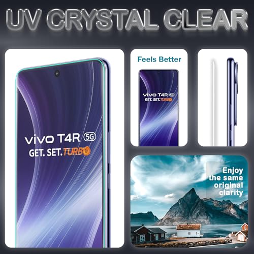 Image of FIRST MART Military Grade UV Tempered Glass For Vivo T4R and IQOO Z10R 5G (6.77 Inch) With Edge To Edge Full Screen Coverage & Easy UV Installation Kit | Crystal Clear, Pack of 2