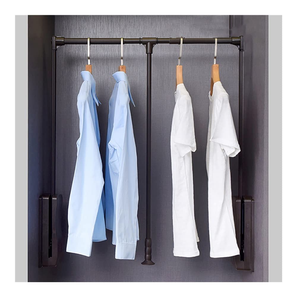 Système de rangement réglable pour armoire de vêtements avec tige de placard escamotable