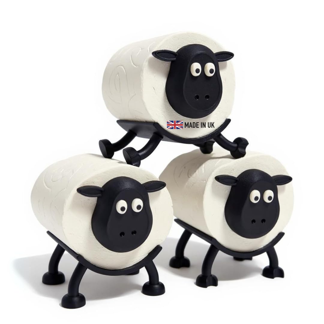 Rackhams Black Baa-Rilliant Sheep Fun Toilet Roll Holder - Pack Of 3 Sheep