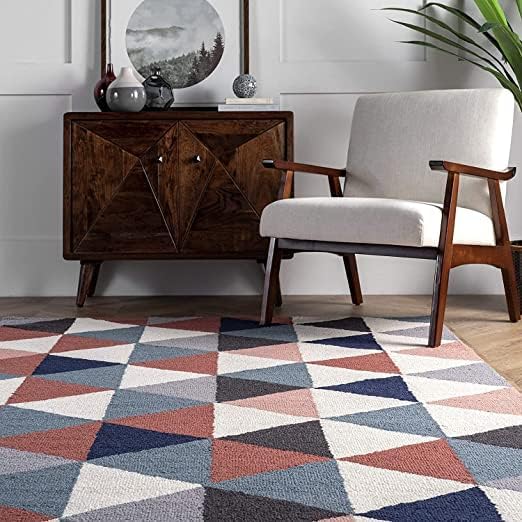 Image of Hand Tufted Wool Carpets Anti Shedding Rug Modern Carpets for Living Room Size 6x8 Feet
