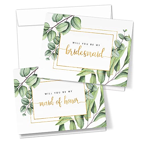 Bridesmaid Proposal Cards by Hat Acrobat | 8 Will You Be My Bridesmaid and 2 Maid of Honor Cards with Envelopes | Set of 10 Greenery Cards for the Bridal Party (10) Bridesmaid Proposal Cards by Hat Acrobat | 8 Will You Be My Bridesmaid and 2 Maid of Honor Cards with Envelopes | Set of 10 Greenery Cards for the Bridal Party (10)