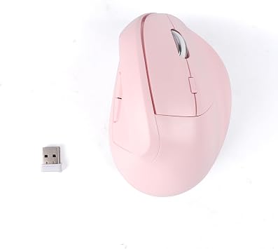 Ergonomic Mouse,Vertical Mouse Wireless Mice, 2.4 GHz Cordless Optical Mice with USB Receiver, 6 Buttons 1600 Resolution for Laptop,PC, Computer, Mac, Windows,Desktop, Notebook-Right Handpink