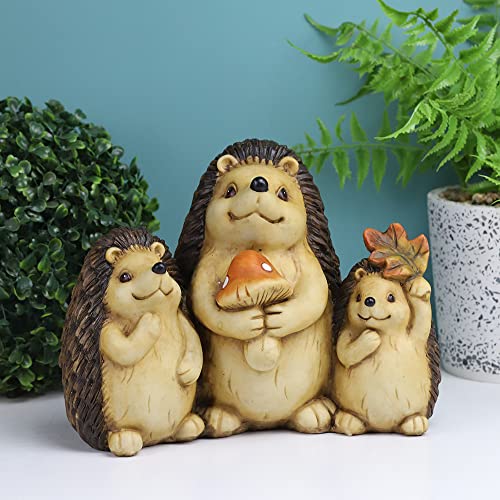 Madeco Garden Hedgehog Statues Outdoor Decor Resin Hedgehog Figurine Parent-Child Gifts Decorations For Patio, Yard, Lawn, Porch Hedgehog Gifts Garden Sculptures & Statues (10.2，7.8，5.7) #TOP4