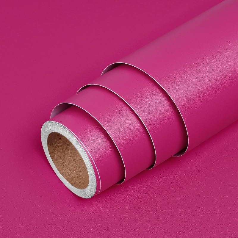 SAJYO Pure Dark Pink Matt Solid Colour Self Adhesive Peel and Stick Wallpaper for Walls, Kitchen Tabletop, Almirah, Furniture, Office, etc (16x240 Inch)