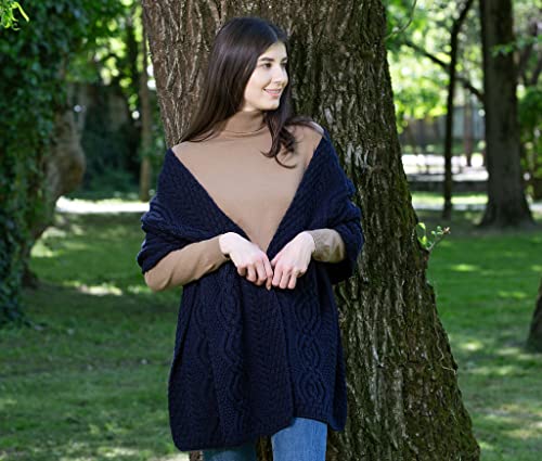 SAOL 100% Irish Merino Wool Warm Classic Cable Wool Wrap 67'' x 19'' (170 x 48 cm)3
