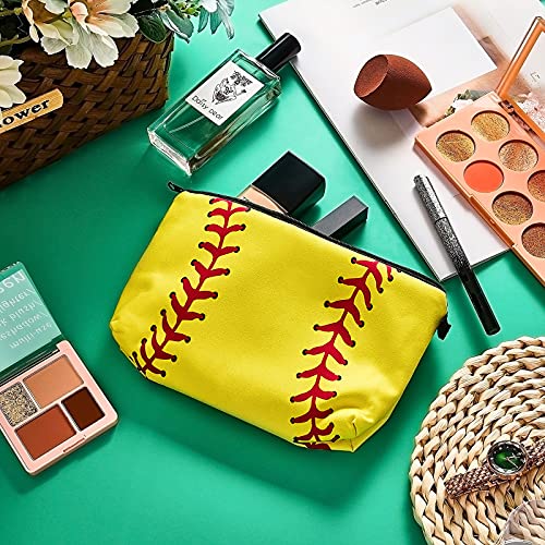 6 Pieces Softball Bag Makeup Toiletry Bag Softball Makeup Bags Softball Cosmetic Bag Waterproof Bag With Zipper Travel Portable Make Up Organizer Case Pouch Bag For Teen Girl Team Player #TOP4