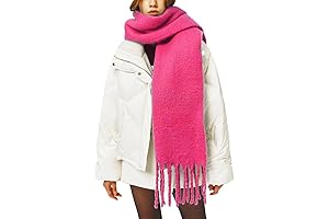 Pink Checked Oversized Winter Blanket Scarf