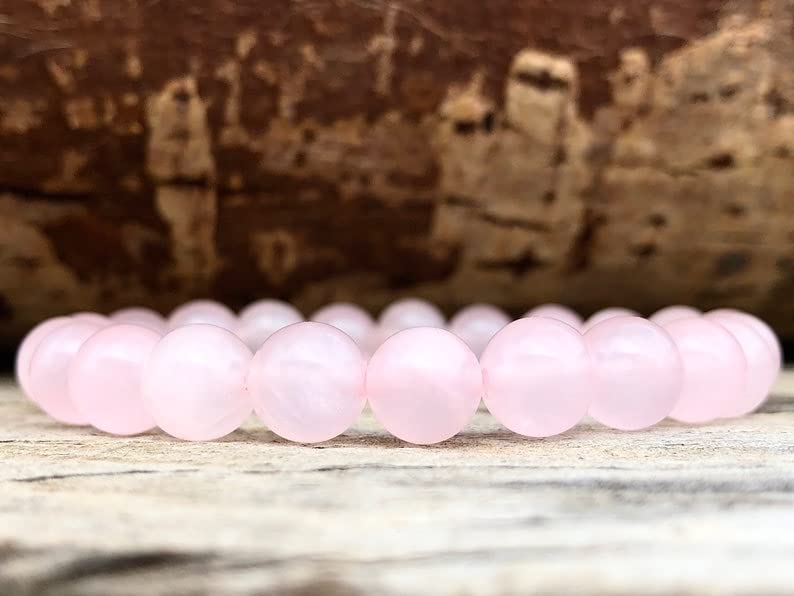 Bracelet Extensible Quartz Rose Évite l'Allergie Perles 8mm - 4