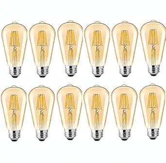 Gesto 4W E27 E26 Base Filament Bulbs | Edison Bulb | Filament Antique Bulb | 15000 Light Hours | Hanging Light Led Bulb Warm White 2700K Antique Vintage Filament Light Bulbs (Pack Of 12)