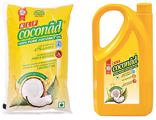 Image of KLF Coconad Pure Coconut Cooking Oil Pouch, 1 L + KLF Coconad Coconut Oil Jar, 1 L