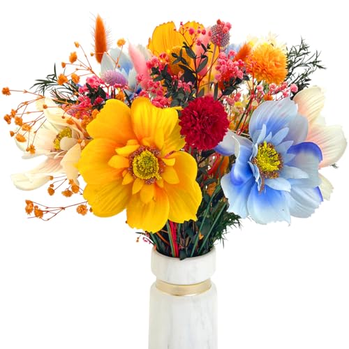 Ramo de flores artificiales con flores secas para decoración del hogar, centro de mesa de comedor, sala de estar, dormitorio, decoración estética de habitación