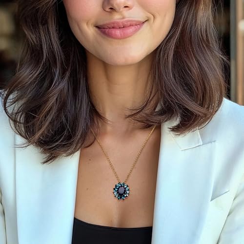 Ross-Simons 4.30 Carat Sapphire and 3.30 ct. t.w. London Blue Topaz Flower Pendant Necklace in 18kt Gold Over Sterling. 18 inches2