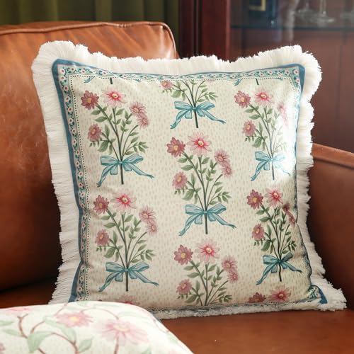 Patdrea Designer French Country Velvet Throw Pillow Cover - Elegant Blue Pink Small Floral Pattern for Living Room and Bed Decor
| Patdrea 18x18 Inches Designer French Country Velvet Throw Pillow Cover - Elegant Blue Pink Small Floral Pattern for Be