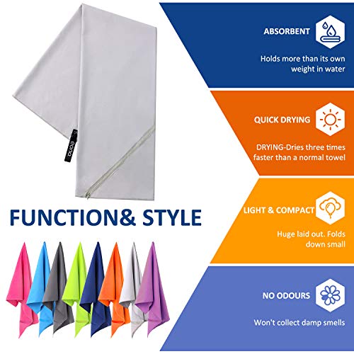 Eono Essentials Micro-Fibre Towels In 8 Colours: Absorbent, Lightweight, Quick-Drying, Perfect Bath Towel, Travel Towel, Sports Towel, Beach Towel Or Sauna Micro-Fibre Towel. - Image 3