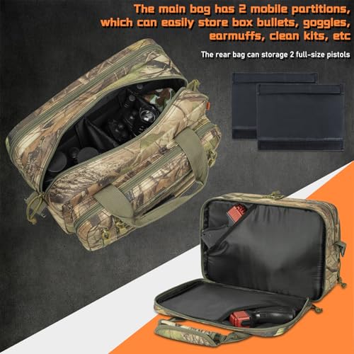 Image of Pistol Case, Gun Range Bags For 2 Pistols 6 Magazines Carrying Shooting Bag with Lockable Zipper for Shooting Range Outdoor Hunting