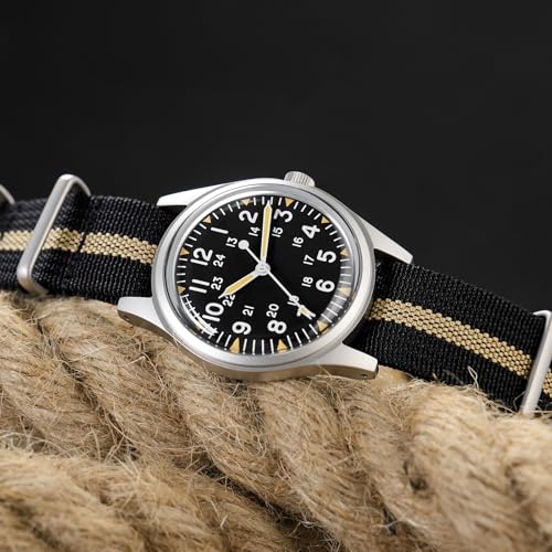 Image of Militado ML05 38mm VH31 Quartz Watch - Domed Sapphire Crystal Field Watch C3 Super Luminous Retro Sweep Wrist Watch for Men 100M Waterproof
