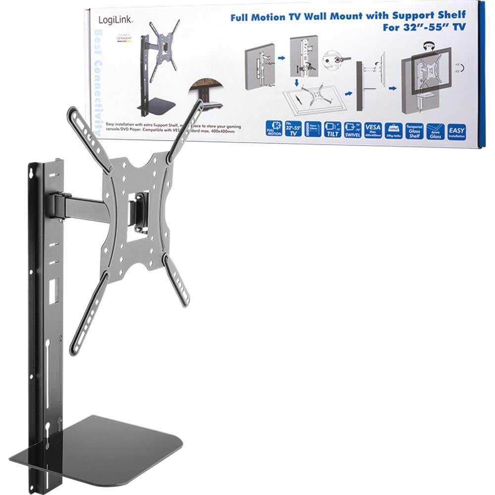 LogiLink BP0048 supporto da parete per tv a schermo piatto 139,7 cm (55") Nero, Acciaio inossidabile