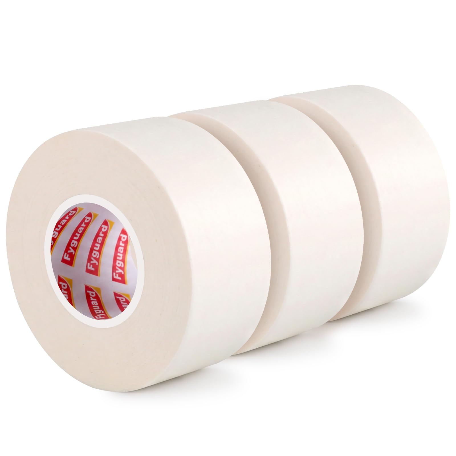 Fyguard 3 Rolls White Painters Tape, 50m x 36mm Masking Tape for Painting White Tape No Glue Left for Decoration Color Separation Renovation