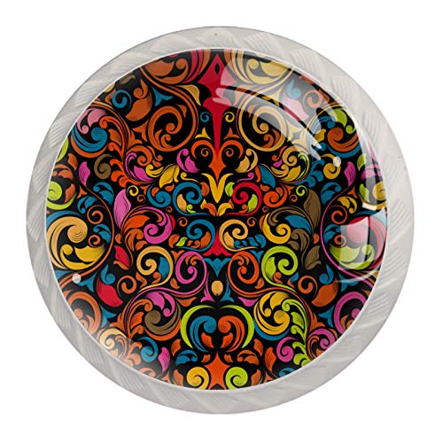 Tiradores de cajones con diseño floral de mandala para cocina, dormitorio, aparador, muebles de baño, puerta (4 unidades)