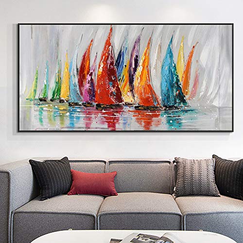 Grande peinture à l'huile faite main pour habiller un grand mur vide de salon moderne