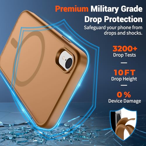 Image of SUPFINE Magnetic for iPhone XR Phone Case Brown | With Screen Protector, Translucent Matte, Compatible with MagSafe, Military Grade Drop Proof, Rugged Shockproof Protective