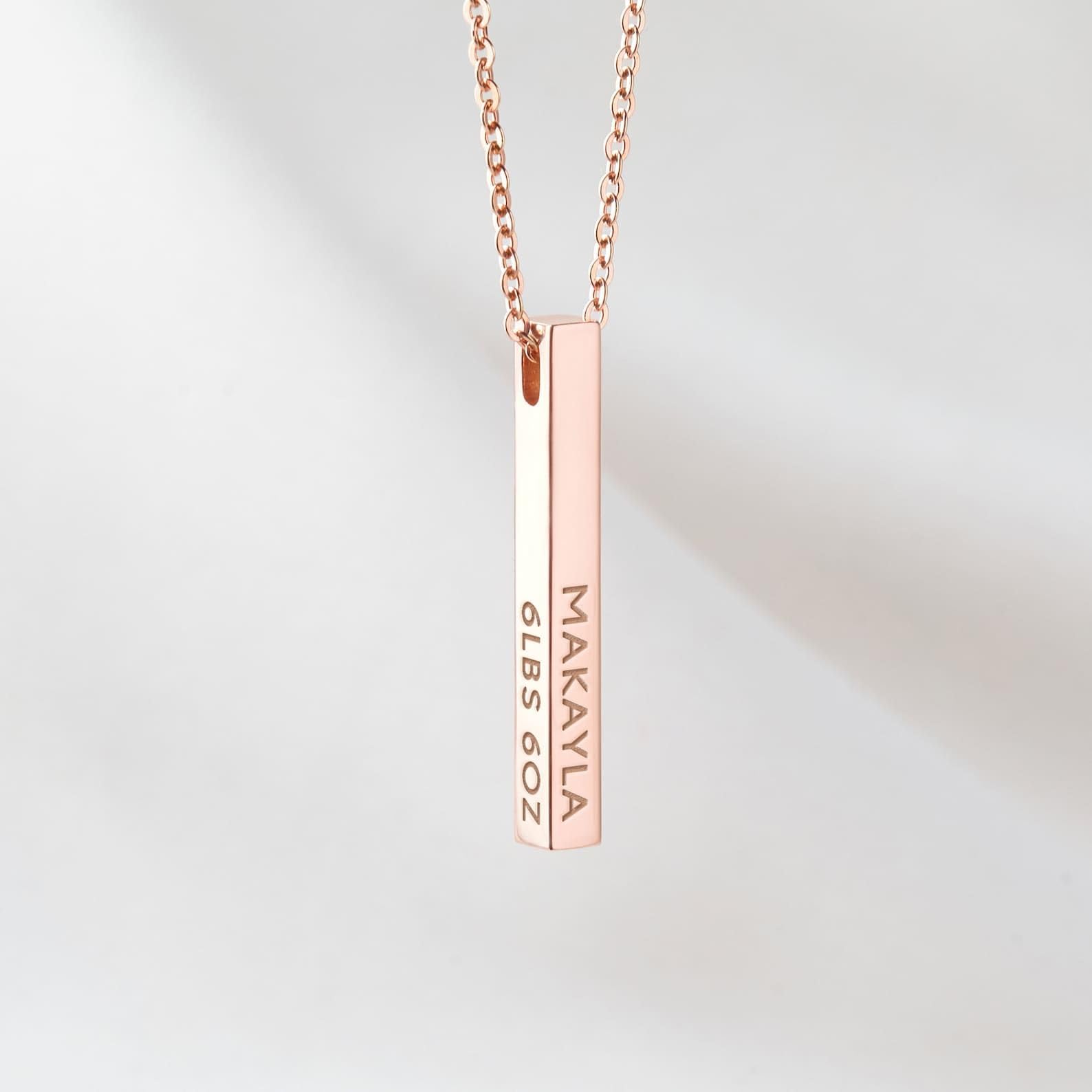 Datos de nacimiento collar, nueva mamá collar barra, nueva mamá joya para Día de la Madre Navidad cumpleaños aniversario fiesta prenatal