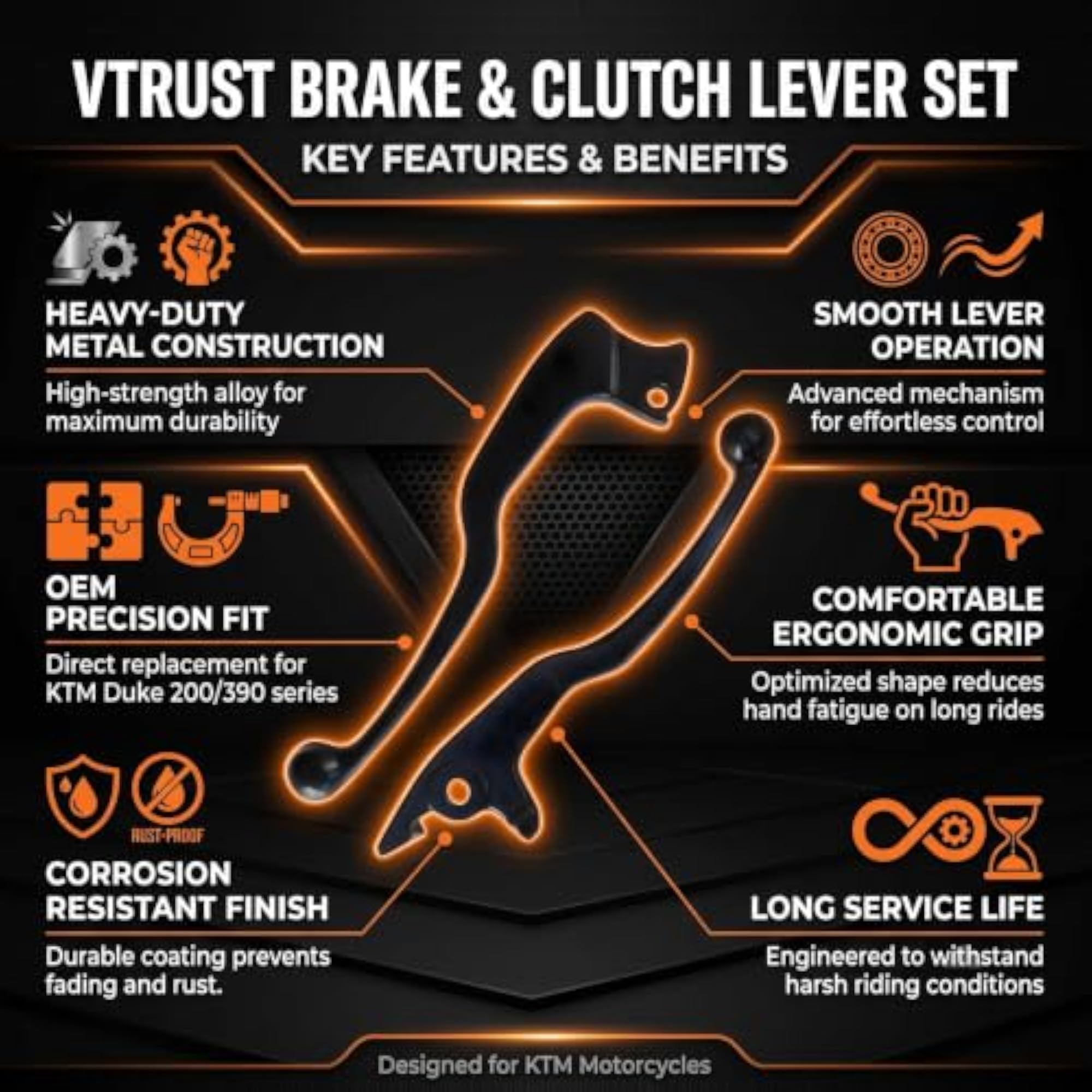 Brake & Clutch Lever Set Compatible for KTM Duke 200 / RC 390