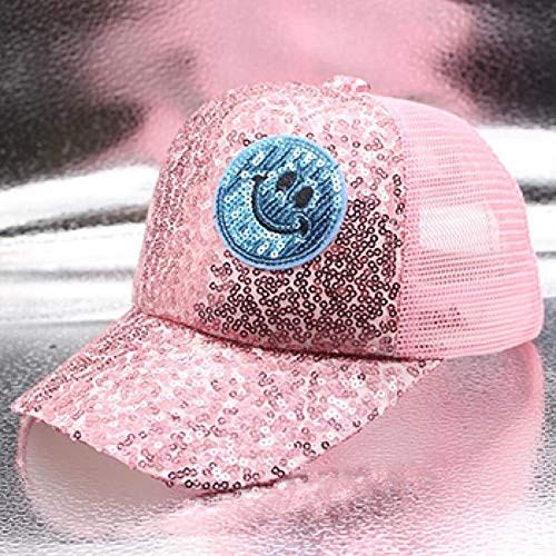Casquette de baseball enfants avec paillettes et motif smiley brillant pour l'été