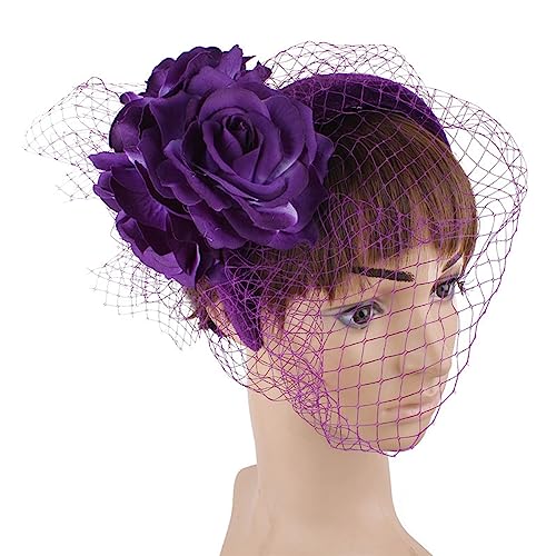 Serre-tête bibi rose vintage pour mariage cocktail et cérémonie de deuil