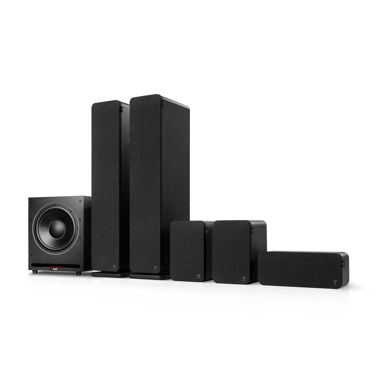 Teufel ULTIMA 40 Surround 5.1-Set, Sistema Home Cinema 5.1 con Altoparlanti da Pavimento, Subwoofer, Design Bass Reflex, per Qualsiasi Ricevitore AV, Nero