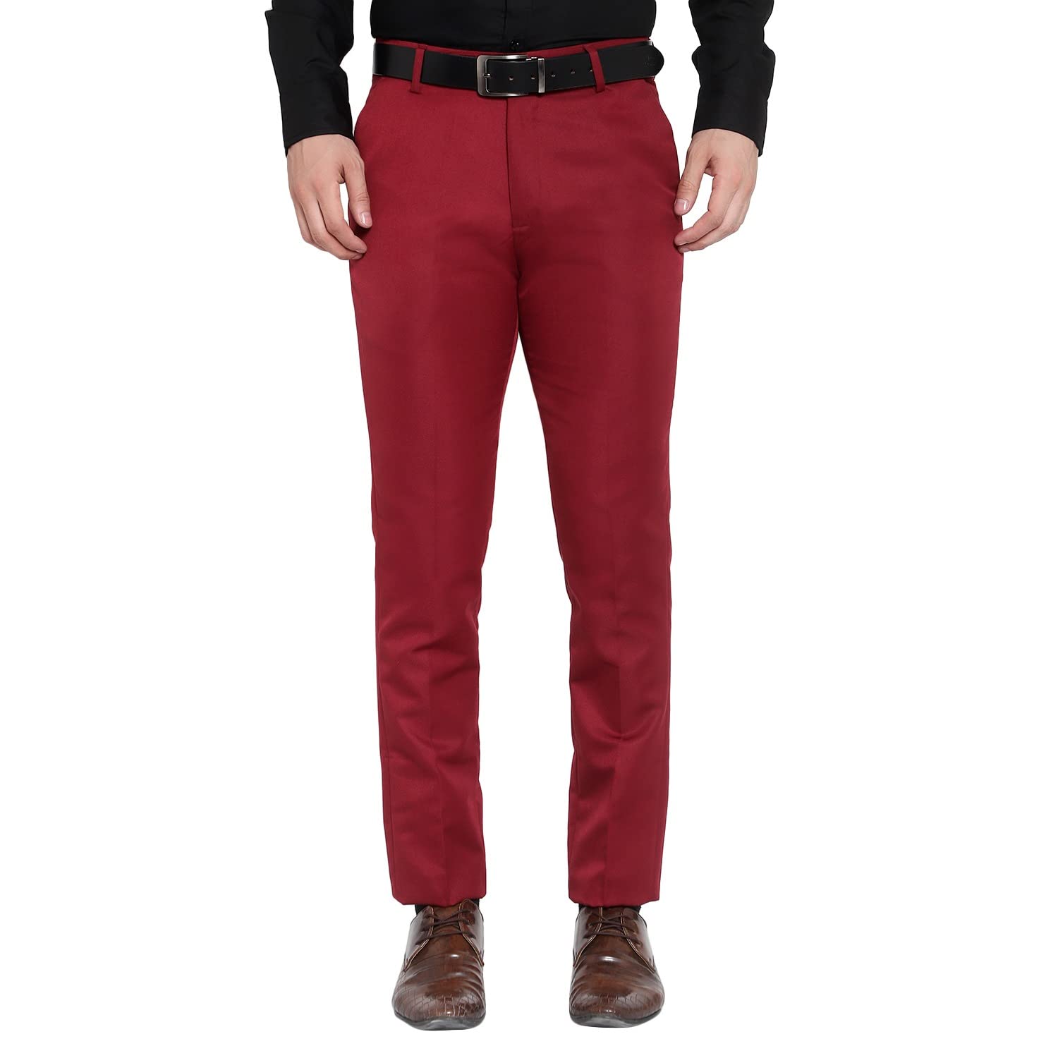 Men Regular Fit Polycotton Trouser Pant's Formal Trouser Casual Trouser Pant |Maroon | 32-picture-22
