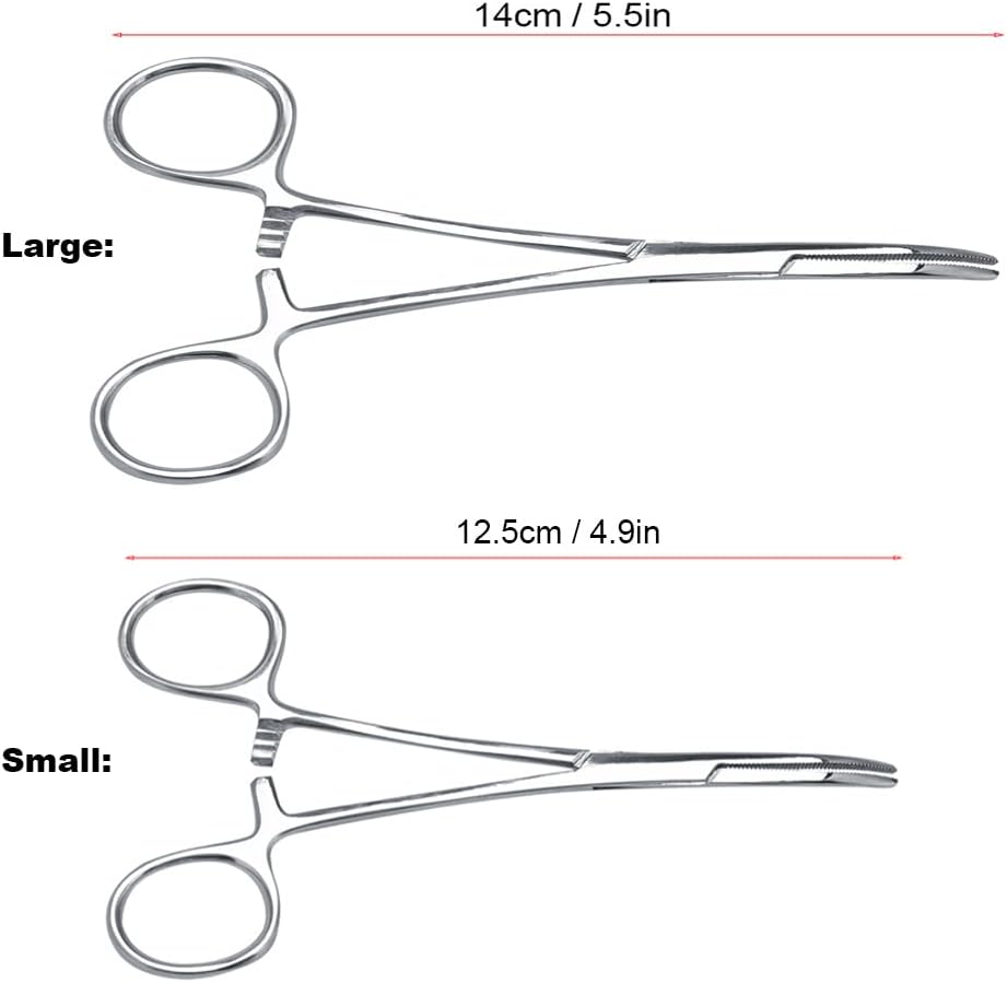 Pets Ears/Nose Hair Puller, Professional Curved Dog Grooming Scissors, Stainless Steel Pets Dogs Cats Hemostat Forceps Trimmer Dog Ear Hair Tweezers Cleaning Clamp (Small)