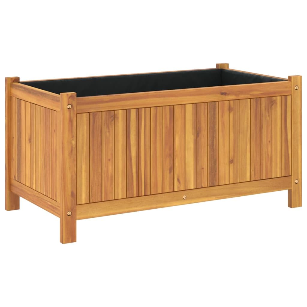 vidaXL Jardinière avec Doublure, Lit Surélevé, Bac à Fleurs, Pot de Plantes, Boîte à Fleurs Jardin Patio Terrasse, 80x42x40 cm Bois Massif d'Acacia