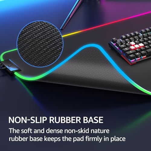 Image of KTRIO RGB Large Gaming Mouse Pad with Stitched Edges, Superior Micro-Weave Cloth, Non-Slip Base, Water Resist Coating, 31.5 x 15.7 in, RGB Black