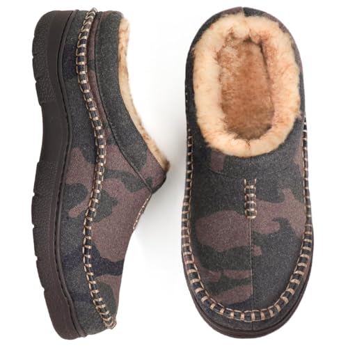 image for Zigzagger Men's Slip On Moccasin Slippers, Indoor/Outdoor Warm Fuzzy C