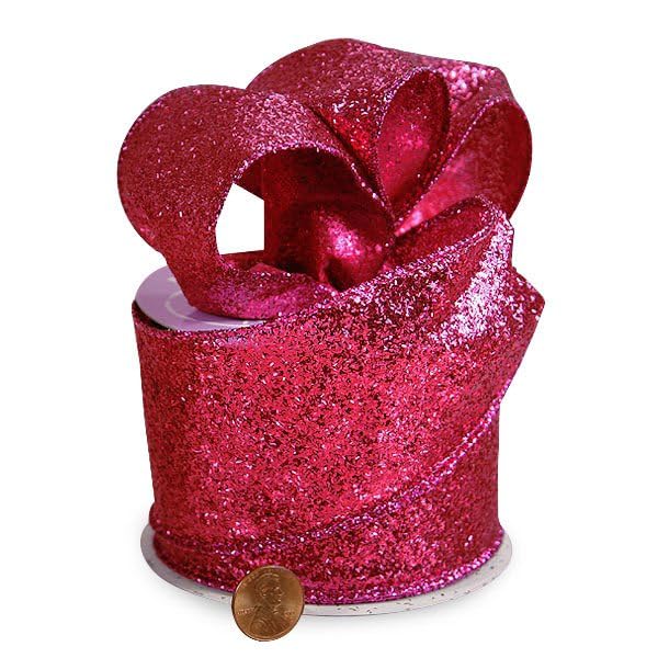 Fuchsia Glitter Ribbon 2 1/2" X 10 Yards
