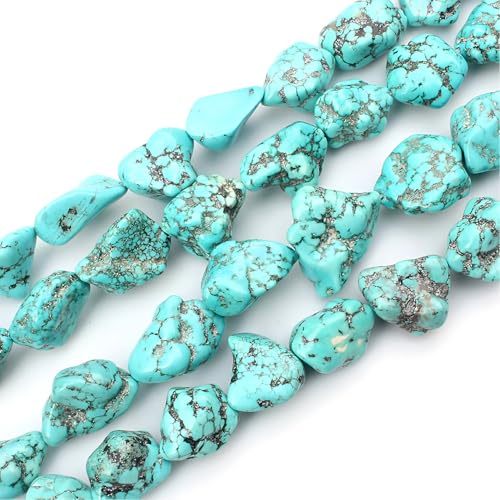 Image of 10-15mm Freeform Irregular Blue Turquoise Gemstone Beads for Jewelry Making
