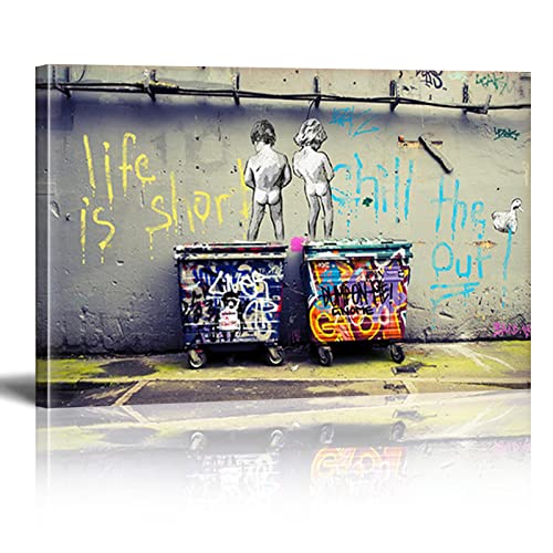 Banksy Bilder Life Is Short Banksy Wandbilder XXL Leinwand-Bild Graffiti...