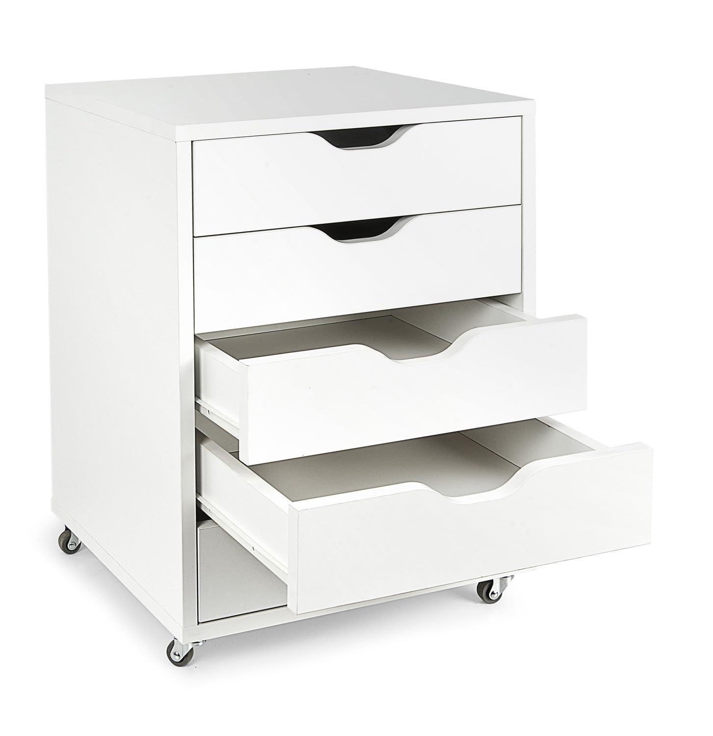 leomark Cajonera movil con Ruedas 5 cajones Mueble Oficina Escritorio almacenaje Documentos Accesorios Organizador despacho Estudio casa Robusto practico MDF Blanco Altura 64 cm Compacto Moderno
