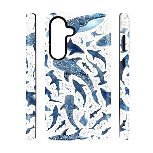 qizjio Cute Shark & Whale Phone Case – Aesthetic Ocean Animals Design, Soft Protective Cover for Samsung Galaxy S24