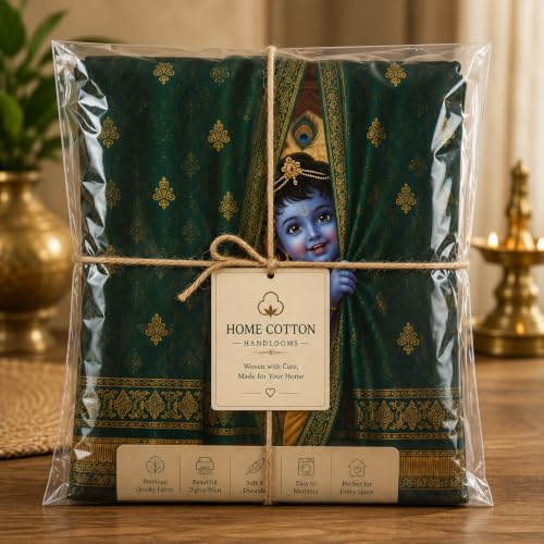 Image of Bal Krishna Green Digital Eyelet Curtain| Mandir /Home Decor 6Ft 1pc