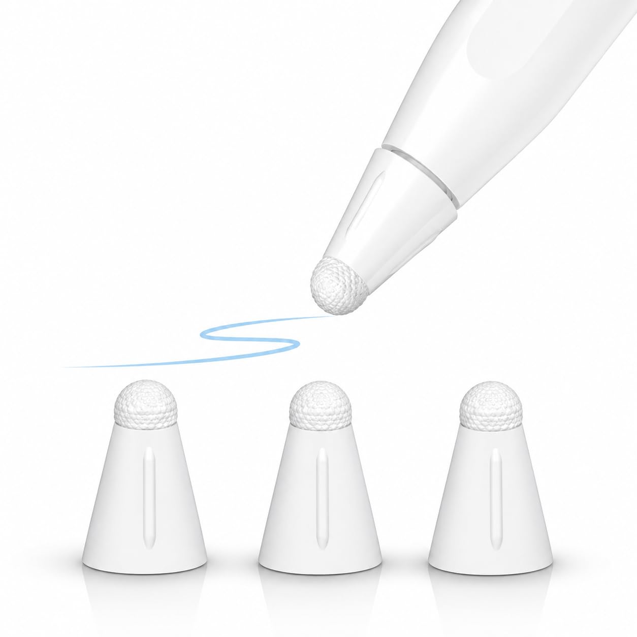 Mizi Apple Pencil Tip Cover (3 Pack), Noise Reduction Silicone Nib Caps with Fibre Tip, Paper-Like Writing Feel, Anti-Slip & Durable, Compatible with Apple Pencil 1st/2nd Gen, Pro,USB-C - White-image-31