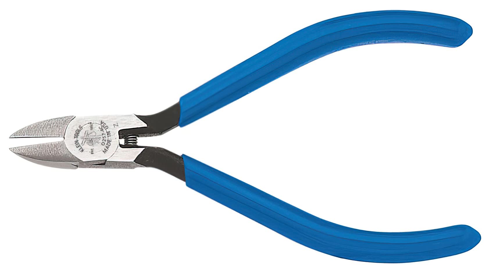 Midget Standard Tapered Nose Diagonal Cutting Pliers, 4-Inch Klein Tools D257-4, Blue, Small, Light Blue