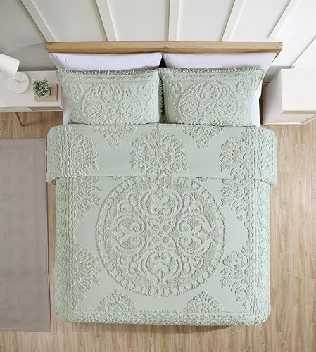 Image of Beatrice Home Fashions Medallion King Cotton Chenille Sham, Sage