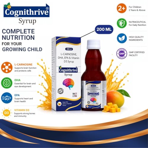 Cognithrive L-Carnosine DHA & Vitamin D3 Syrup, 200ml - Image 3