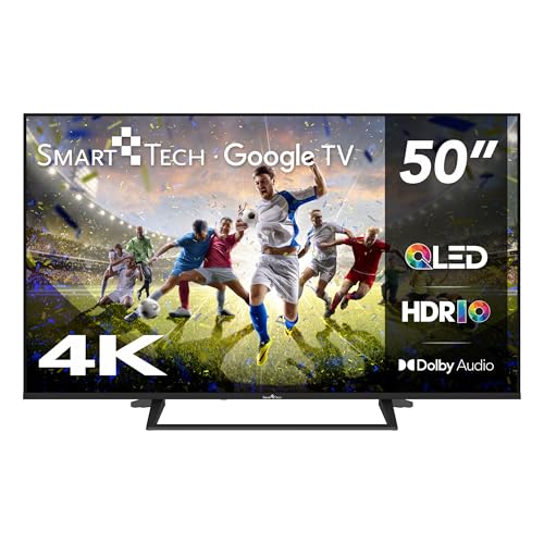 Smart Tech QLED Fernseher 50 Zoll Google TV - HDR Fernseher mit 4K UHD Auflösung, Bluetooth und Triple-Tuner, Smart TV 50QG06K (2026)