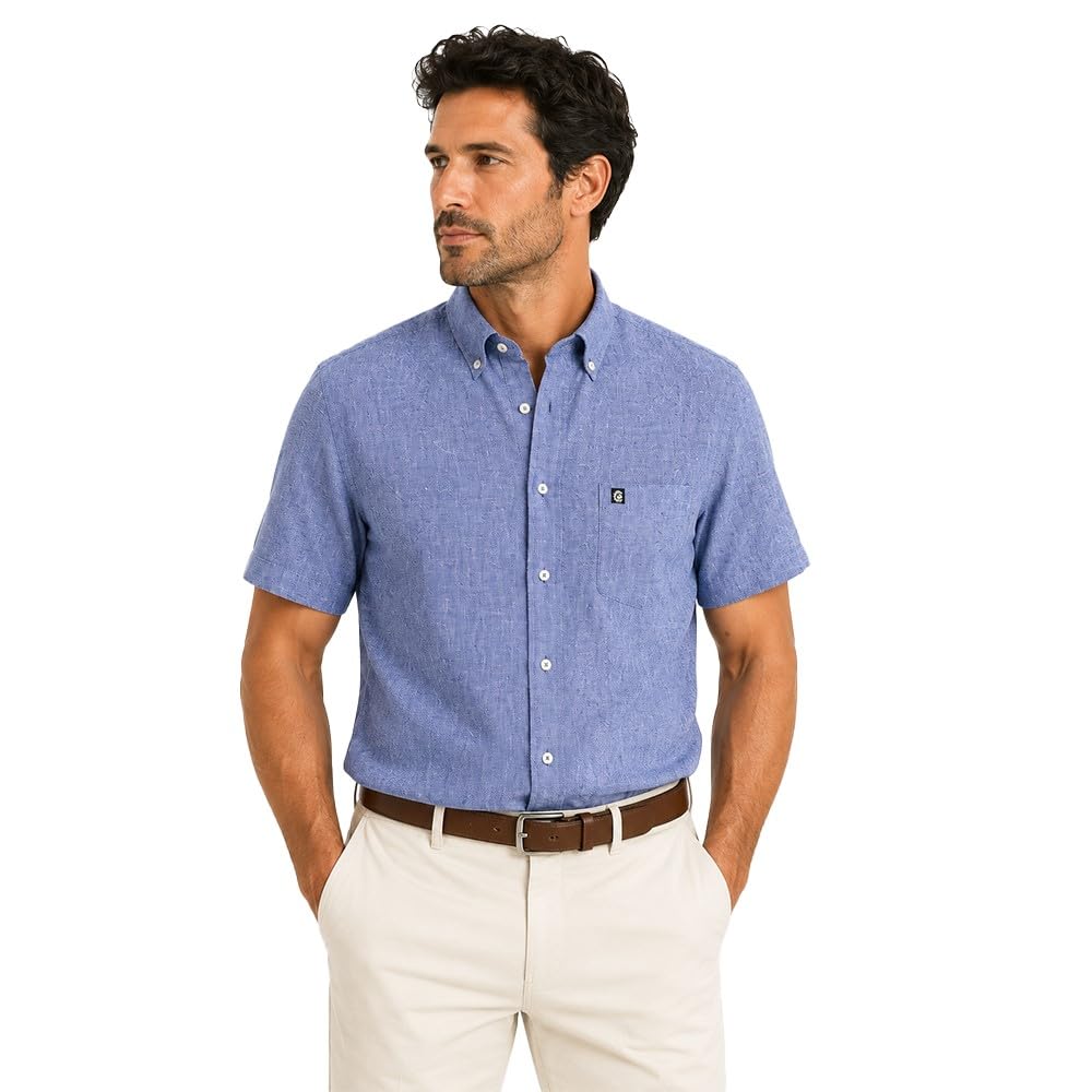 Camicia Manica Corta in Lino e Cotone, vestibilità Classica 15362-259