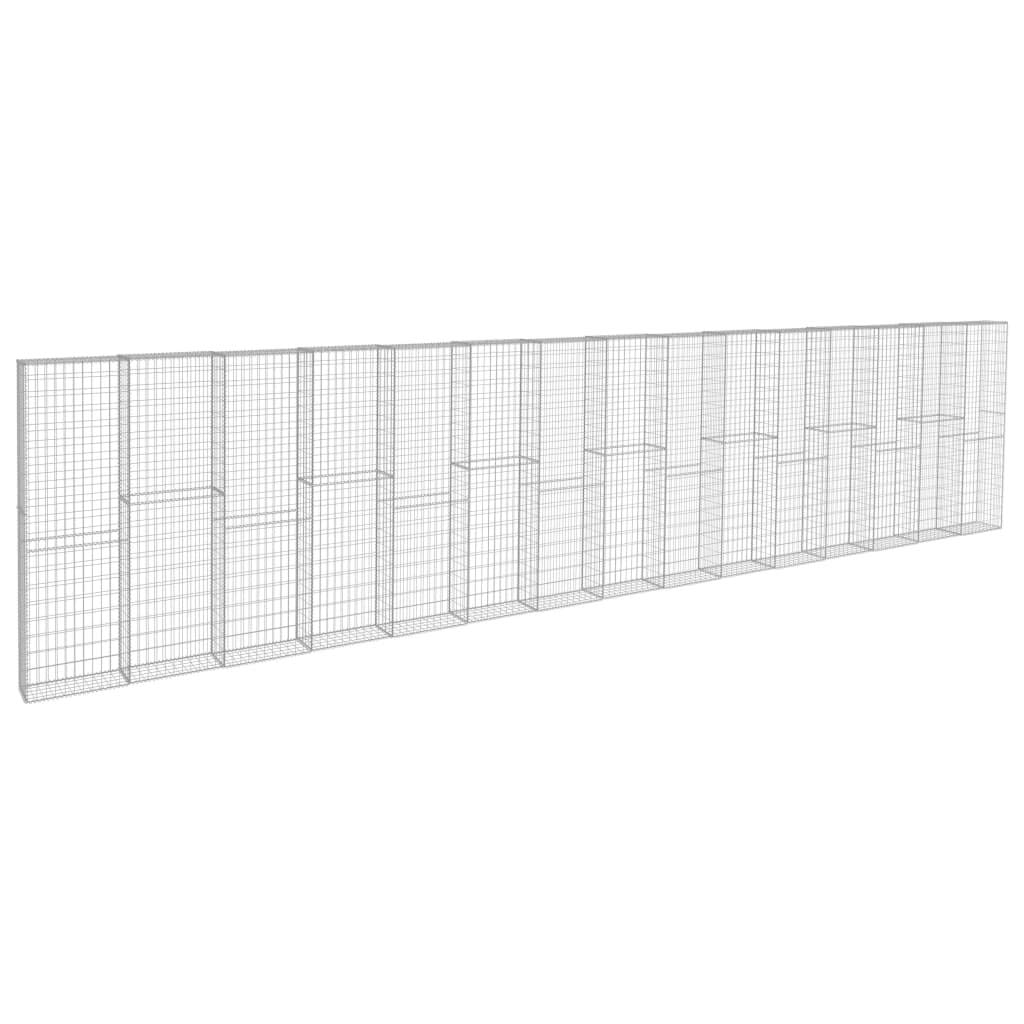 Yngbhfnop Silver Gabion Wall With Covers Galvanised Steel Rustproof Retaining Wall 900X50x200 Cm For Garden Landscaping Fence Privacy Outdoor Decoration