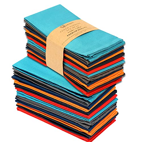 Image of Ruvanti Cloth Napkins Set of 24, Cotton Enrich 18 inchx18 inch - Multi Color